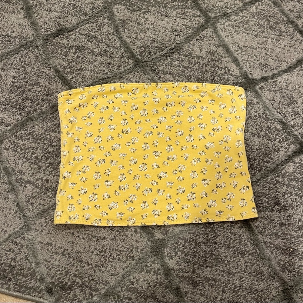 yellow flower tube top size medium brand new